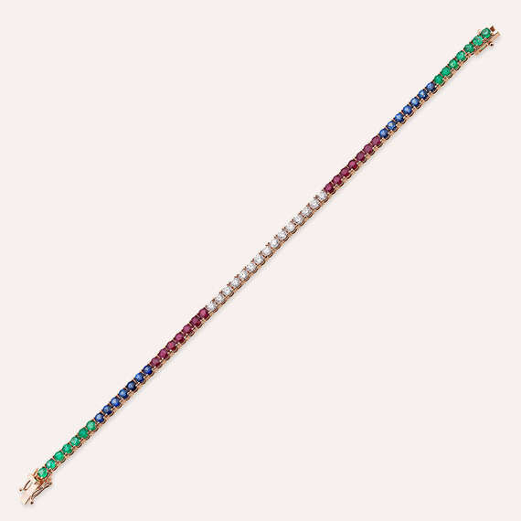 7.99 CT Colorful Rose Gold Tennis Bracelet - 6