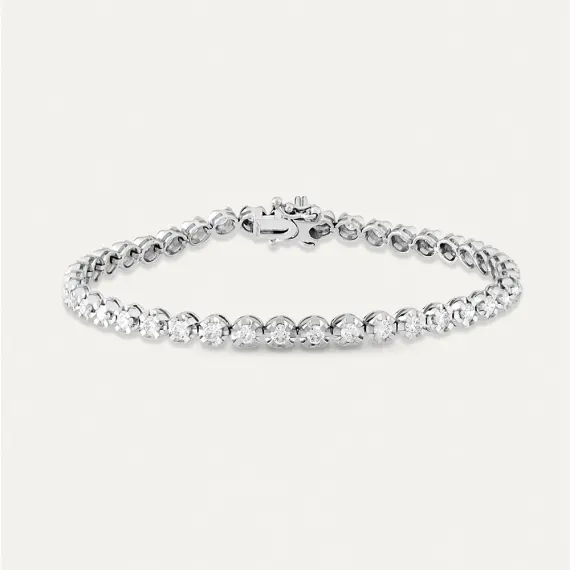 8.38 CT Pırlanta Taşlı Beyaz Altın Suyolu Bileklik - 1