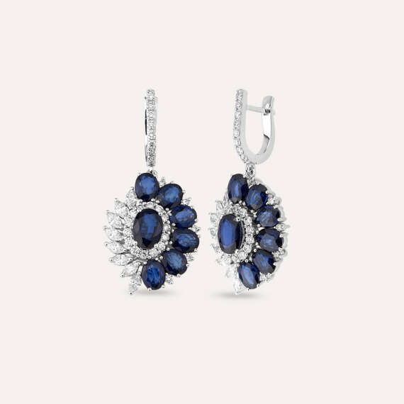 8.08 CT Sapphire and Diamond White Gold Earring - 1