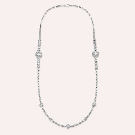 9.24 CT Baguette and Marquise Cut Diamond Necklace - 1