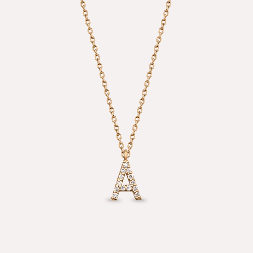 A Harf 0.08 CT Pırlanta Taşlı Rose Altın Kolye - 2