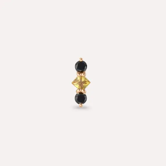 Abacus Multicolor Safir ve Siyah Pırlanta Taşlı Rose Altın Piercing - 3
