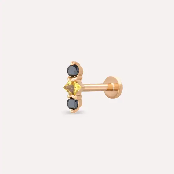 Abacus Multicolor Sapphire and Black Diamond Rose Gold Piercing - 1