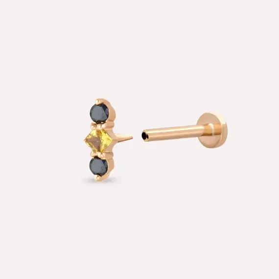 Abacus Multicolor Sapphire and Black Diamond Rose Gold Piercing - 4