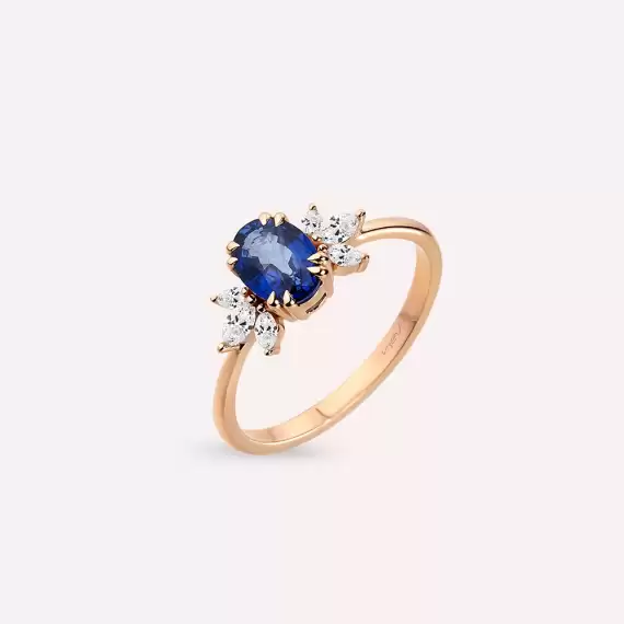 Ada 1.19 CT Sapphire and Marquise Cut Diamond Rose Gold Ring - 4
