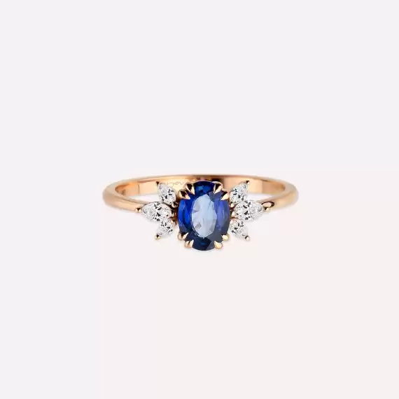 Ada 1.19 CT Sapphire and Marquise Cut Diamond Rose Gold Ring - 6