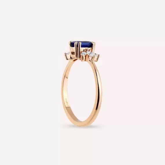 Ada 1.19 CT Sapphire and Marquise Cut Diamond Rose Gold Ring - 7