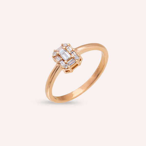 Aden 0.28 CT Baguette Cut Diamond Rose Gold Ring - 3