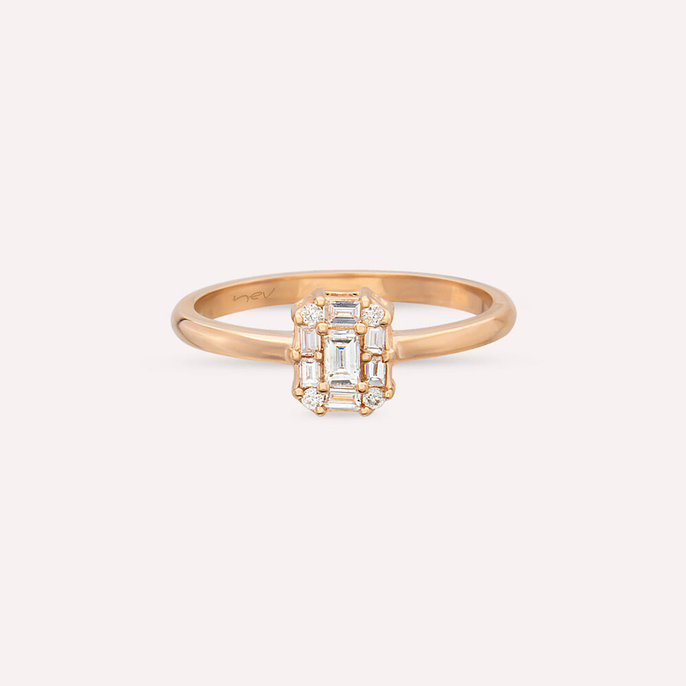 Aden 0.28 CT Baguette Cut Diamond Rose Gold Ring