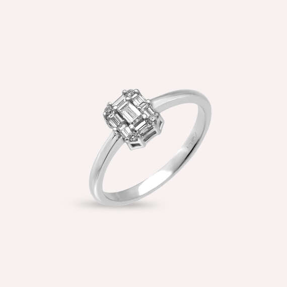 Aden 0.30 CT Baguette Cut Diamond White Gold Ring - 3