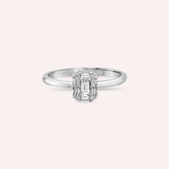 Aden 0.30 CT Baguette Cut Diamond White Gold Ring - 4