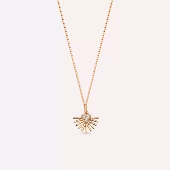 Adhafera Pırlanta Taşlı Rose Altın Kolye - 1