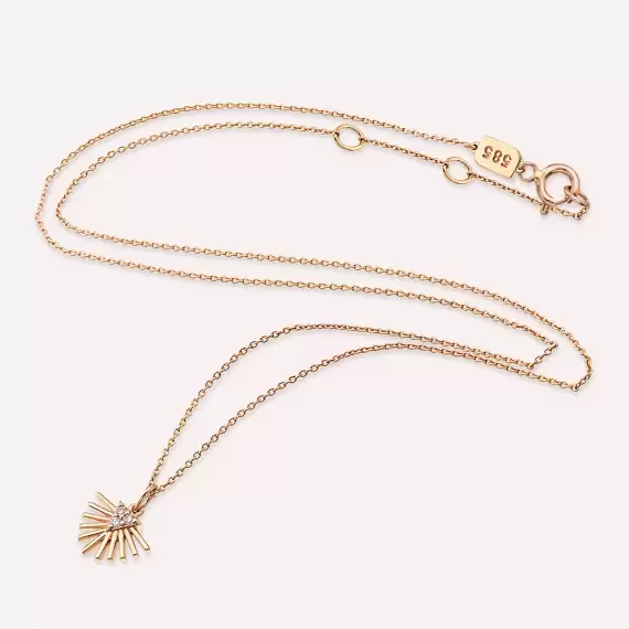 Adhafera Pırlanta Taşlı Rose Altın Kolye - 3