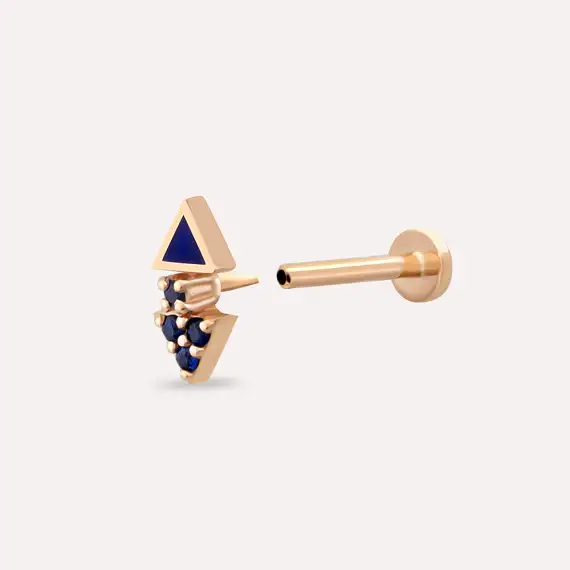 Afra Sapphire and Navy Blue Enamel Rose Gold Piercing - 4