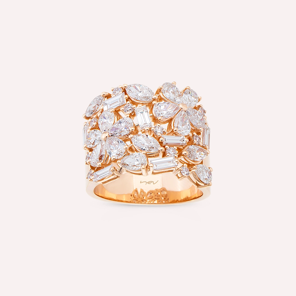 Aida 3.89 CT Pear and Marquise Cut Diamond Rose Gold Ring - 1