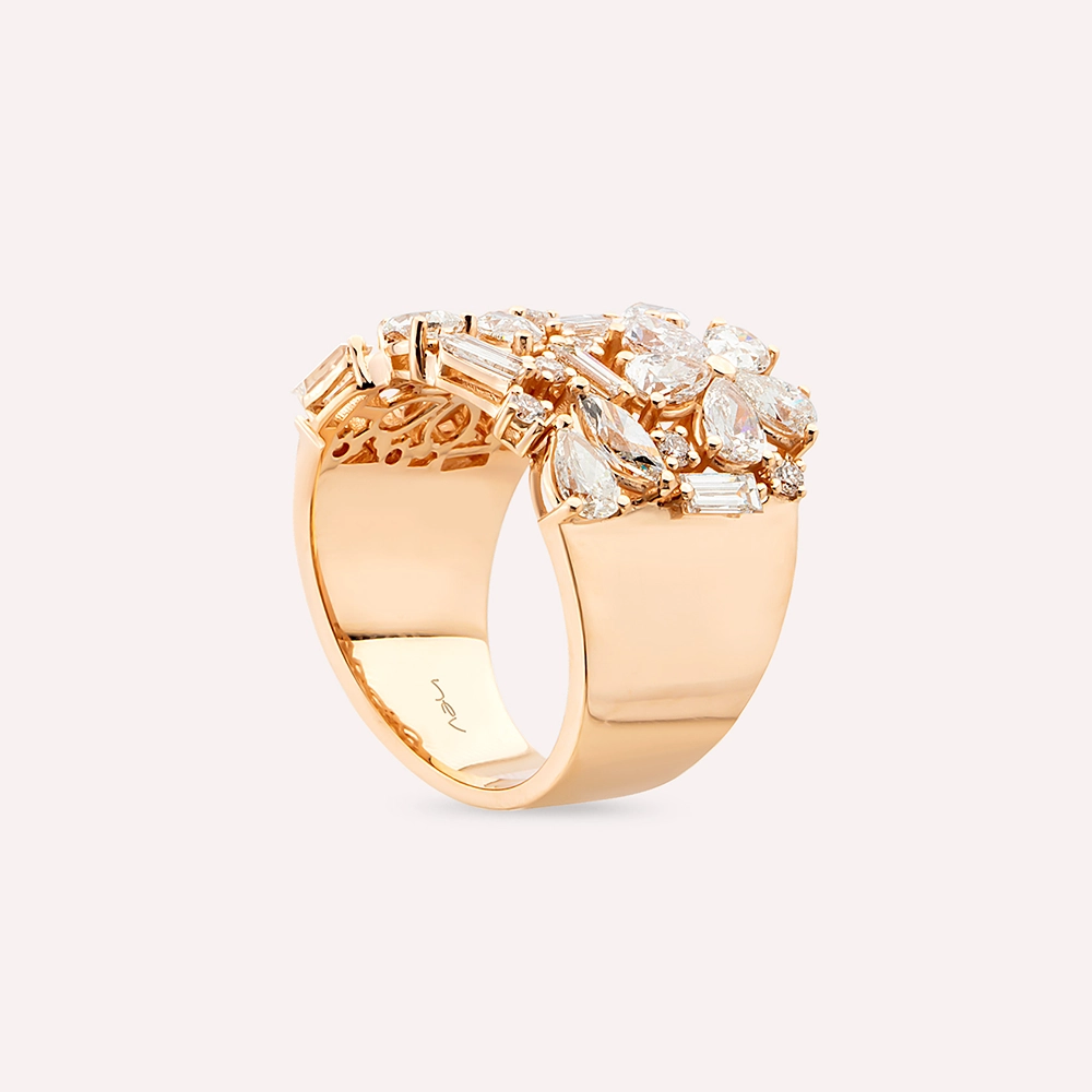 Aida 3.89 CT Pear and Marquise Cut Diamond Rose Gold Ring - 5
