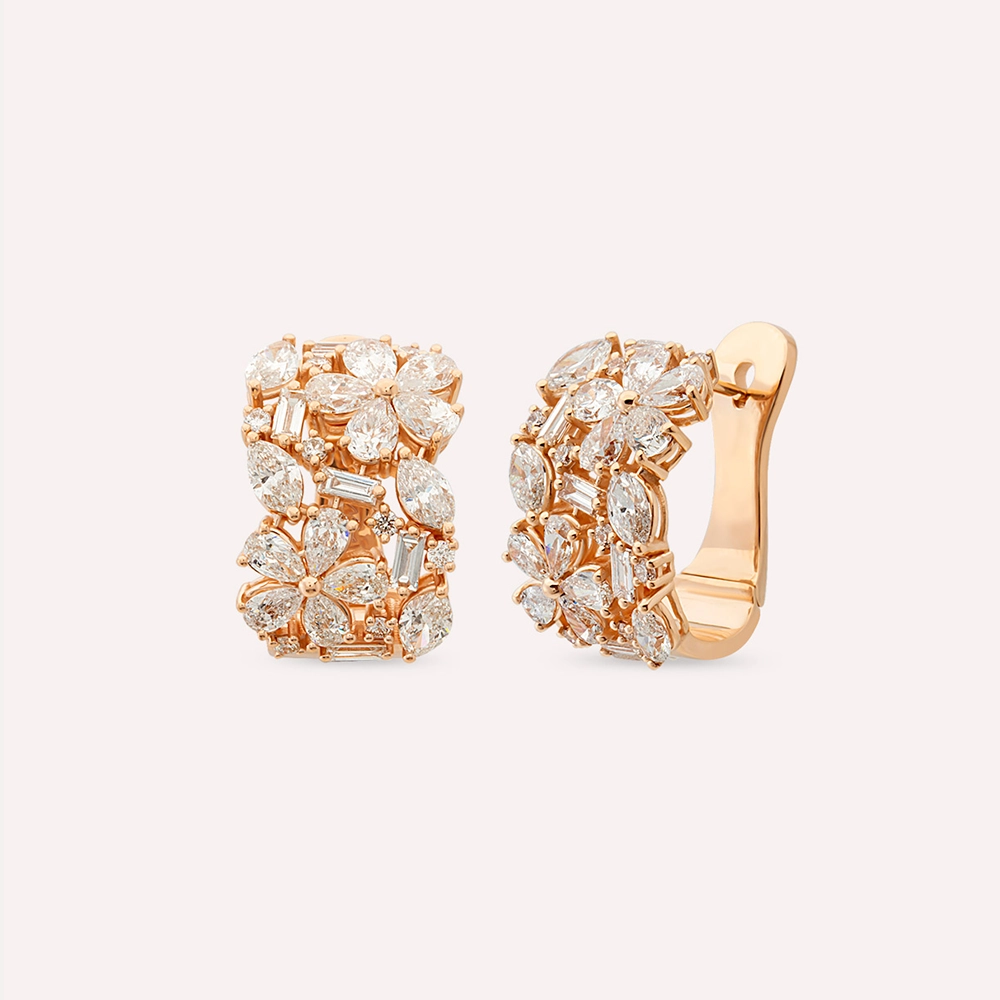 Aida 6.95 CT Pear and Marquise Cut Diamond Rose Gold Earring - 1