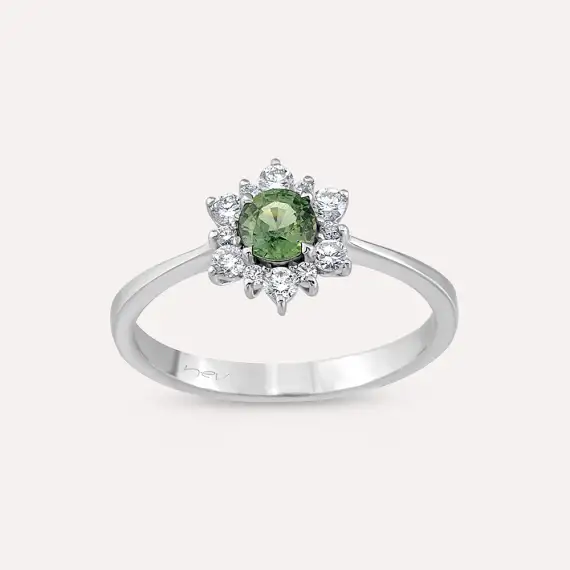 Aisha 0.63 CT Green Sapphire and Diamond White Gold Ring - 3