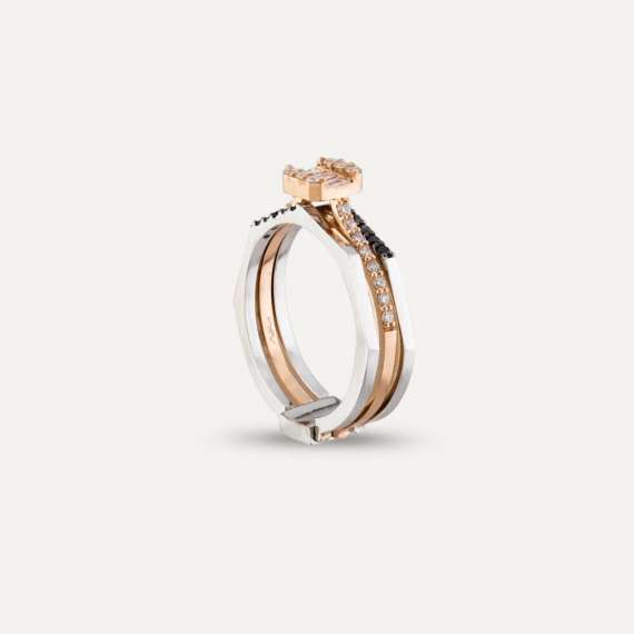 Alexander 0.47 CT Baguette Cut Diamond and Black Diamond Ring - 5