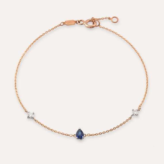 Alice 0.26 CT Pear Cut Sapphire and Diamond Rose Gold Bracelet - 1