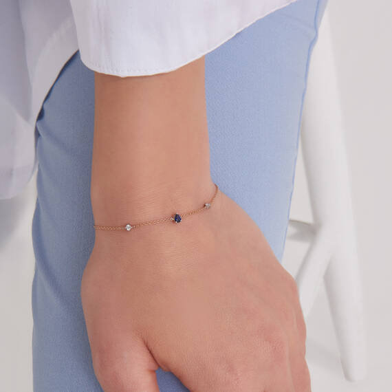 Alice 0.26 CT Pear Cut Sapphire and Diamond Rose Gold Bracelet - 6
