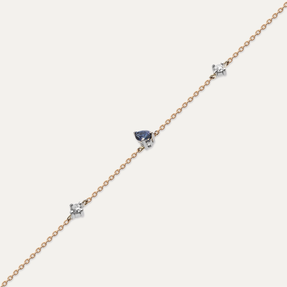 Alice 0.26 CT Pear Cut Sapphire and Diamond Rose Gold Bracelet - 6