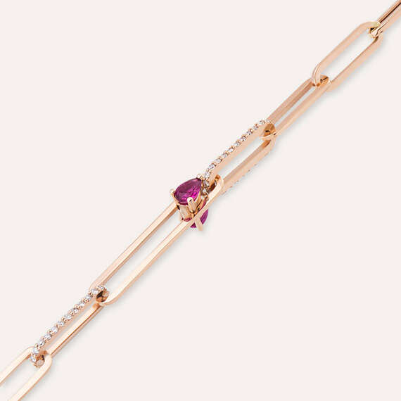 Alida 0.41 CT Diamond and Ruby Chain Bracelet - 3