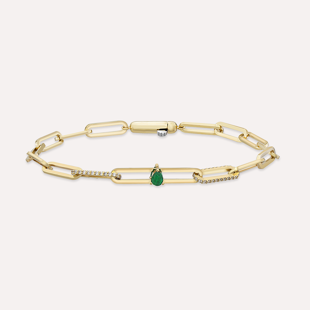 Alida 0.49 CT Emerald and Diamond Yellow Gold Bracelet - 2
