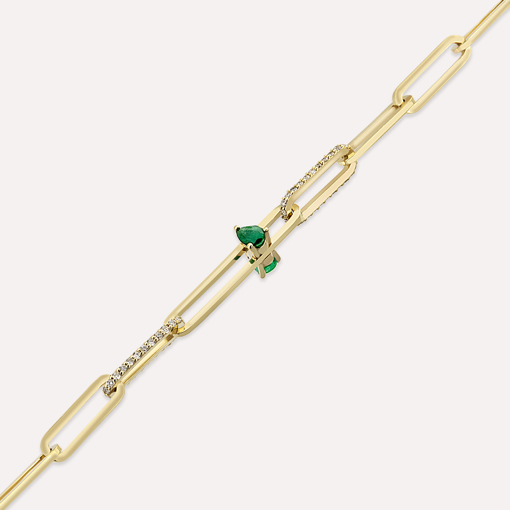 Alida 0.49 CT Emerald and Diamond Yellow Gold Bracelet - 3
