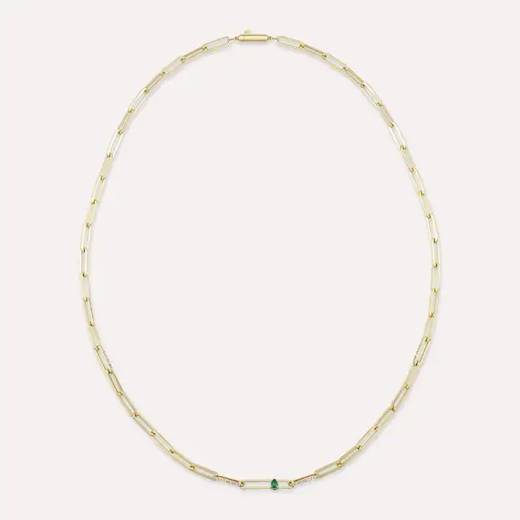 Alida 0.69 CT Emerald and Diamond Yellow Gold Necklace - 4