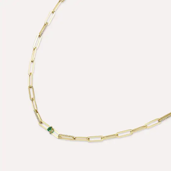 Alida 0.69 CT Emerald and Diamond Yellow Gold Necklace - 5