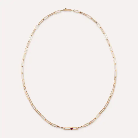 Alida 0.70 CT Ruby and Diamond Rose Gold Necklace - 3