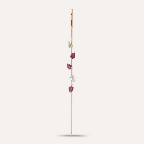 Alpheratz 0.63 CT Ruby and Diamond Cane Earring - 1