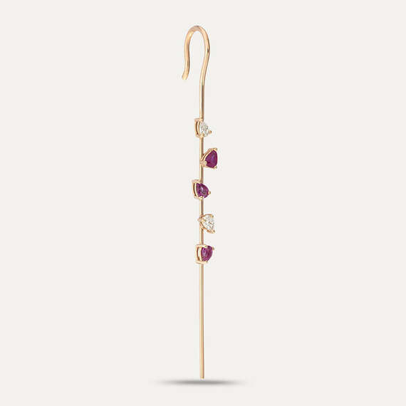 Alpheratz 0.63 CT Ruby and Diamond Cane Earring - 3