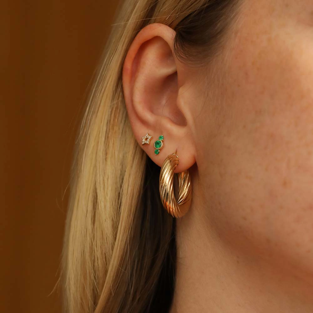 Alto 0.17 CT Emerald Yellow Gold Single Earring - 3