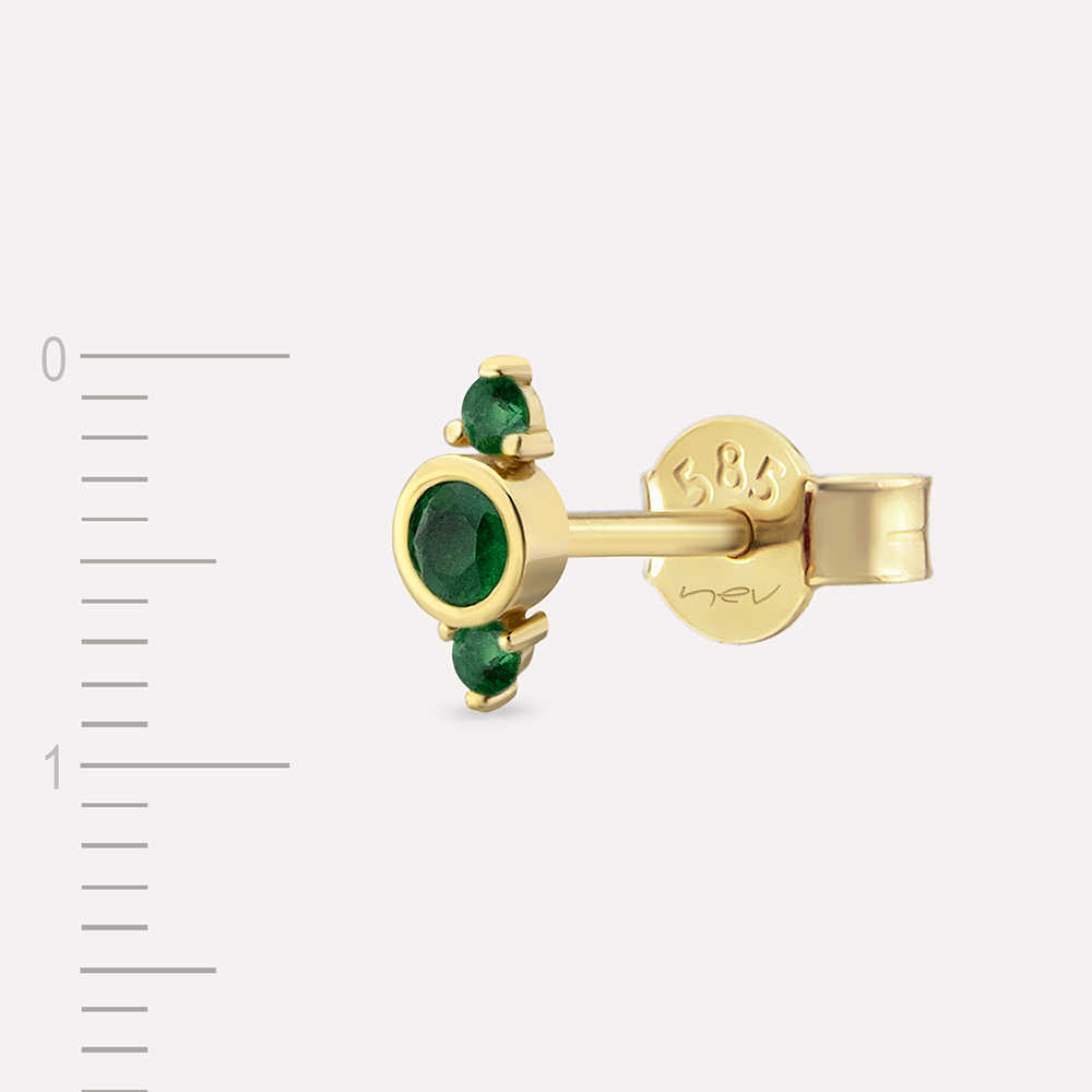 Alto 0.17 CT Emerald Yellow Gold Single Earring - 4
