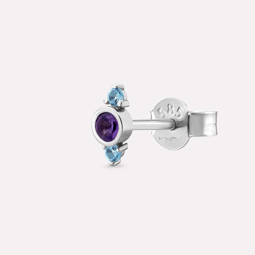 Alto 0.20 CT Amethyst and Blue Topaz White Gold Single Earring - 1