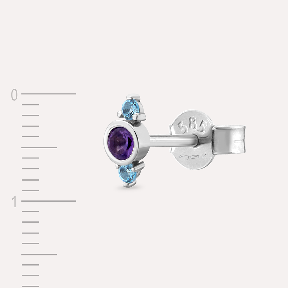 Alto 0.20 CT Amethyst and Blue Topaz White Gold Single Earring - 3