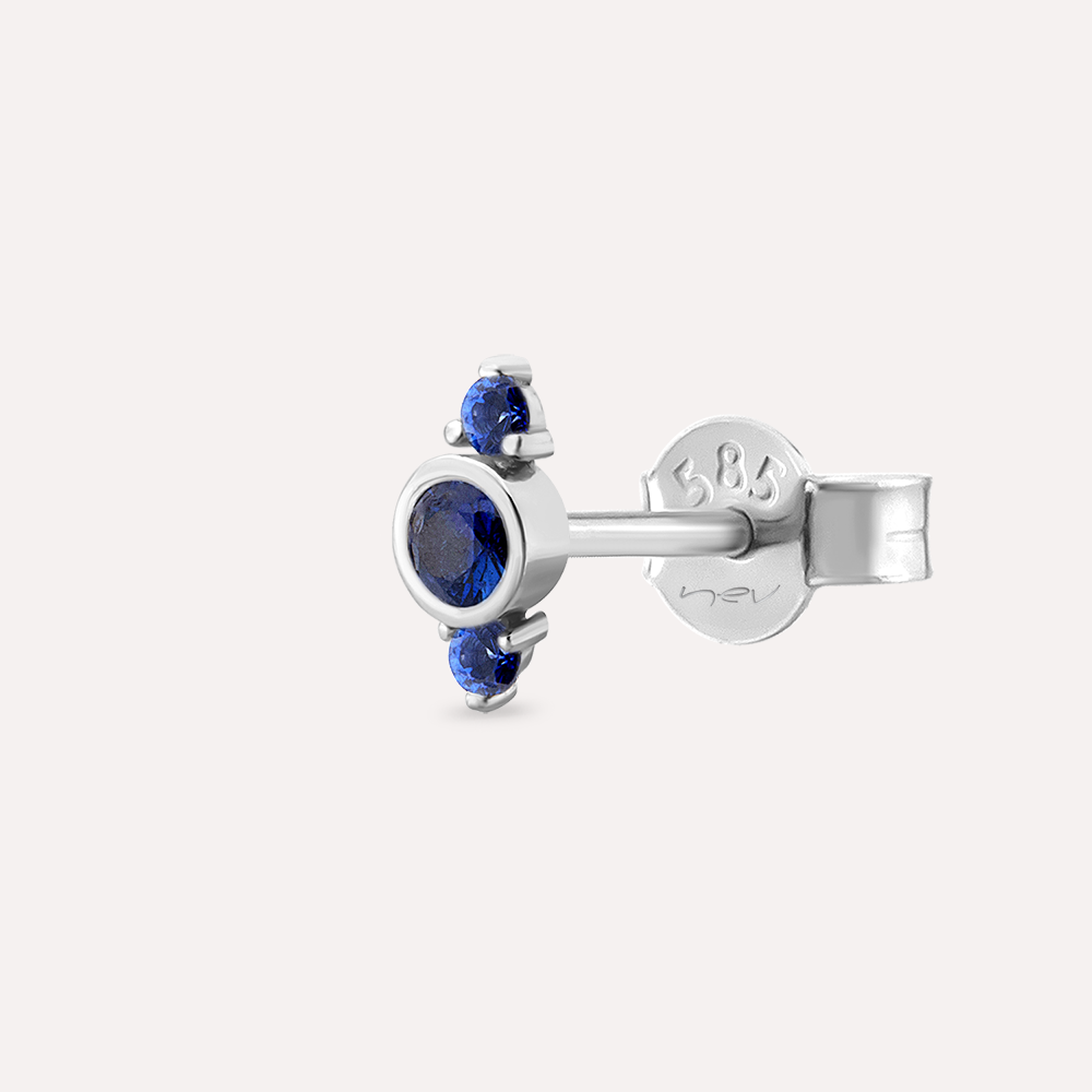 Alto 0.21 CT Safir Taşlı Beyaz Altın Tek Küpe - 1