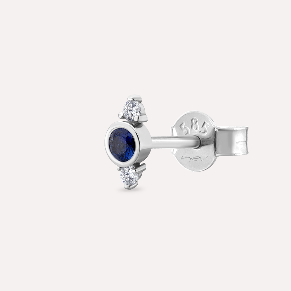 Alto 0.21 CT Sapphire and Diamond White Gold Single Earring - 1