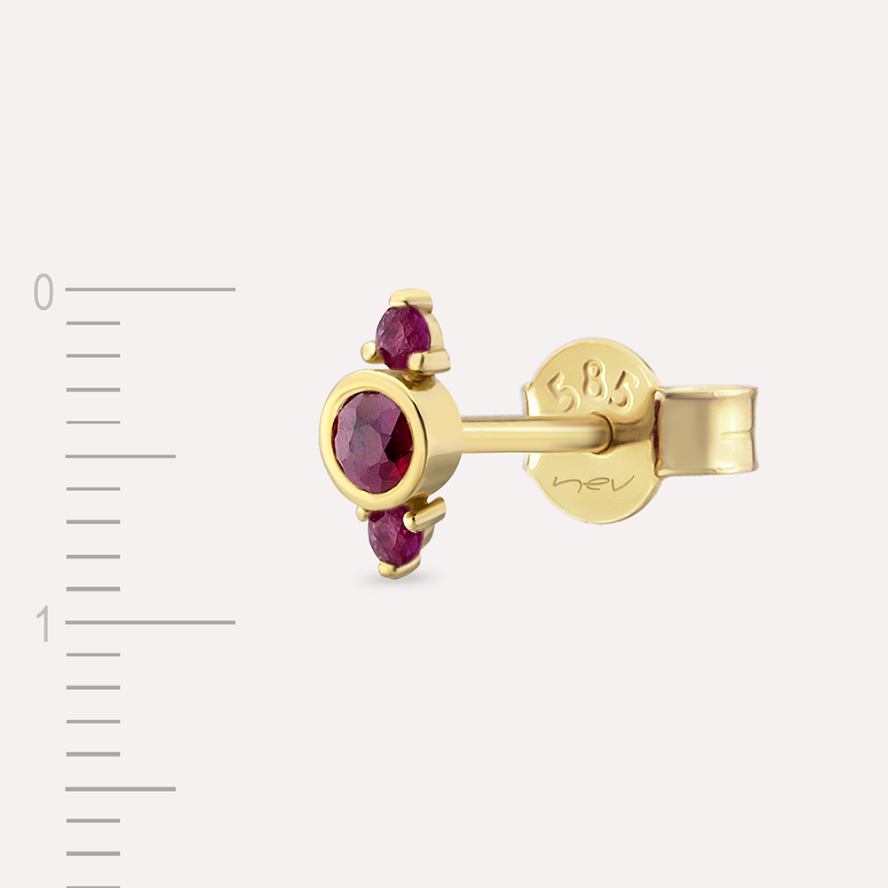 Alto 0.27 CT Ruby Yellow Gold Single Earring - 3