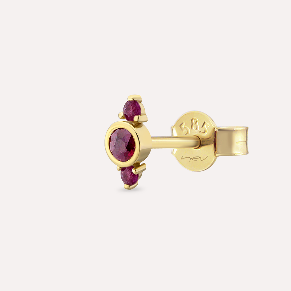 Alto 0.27 CT Ruby Yellow Gold Single Earring - 1