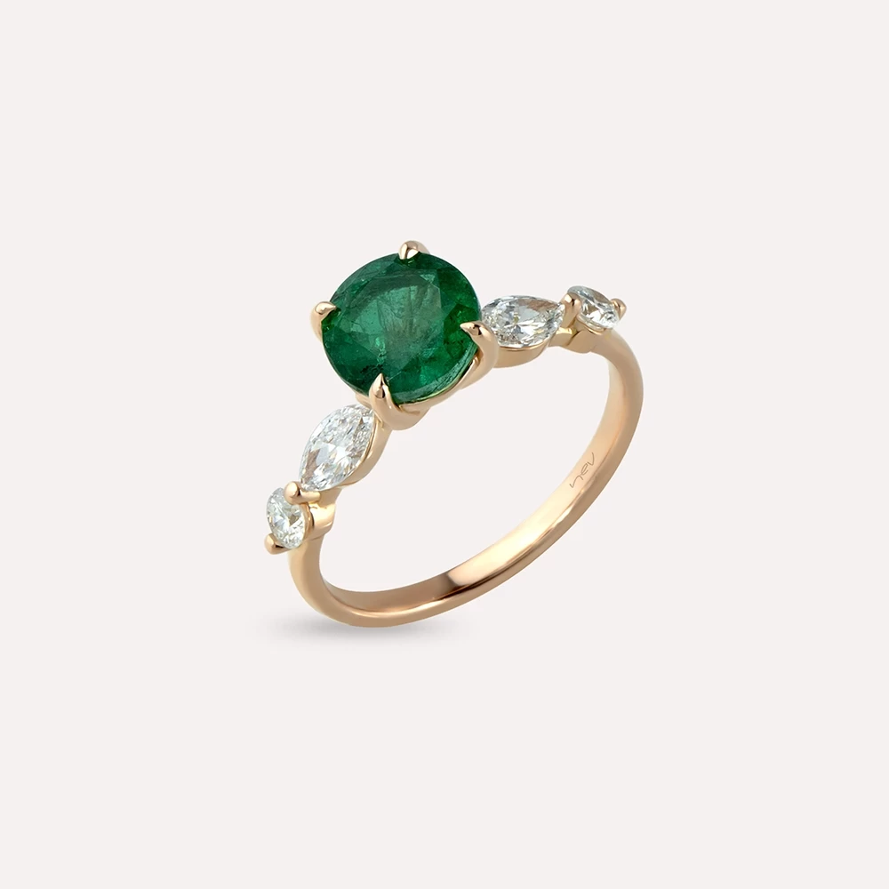 Rose gold ring clearance with emerald stone