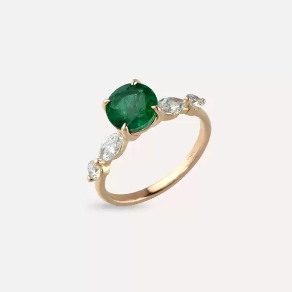 Alvin 2.36 CT Emerald and Diamond Rose Gold Ring - 4