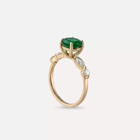 Alvin 2.36 CT Emerald and Diamond Rose Gold Ring - 6
