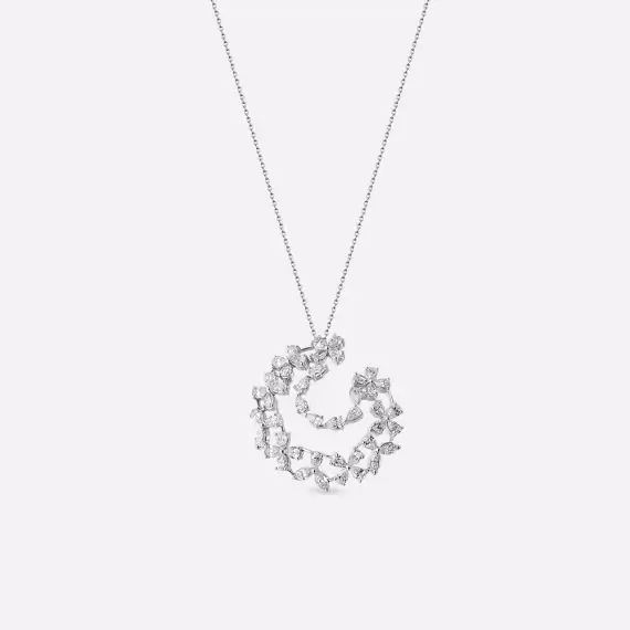 Alvin 3.62 CT Marquise and Pear Cut Diamond White Gold Necklace - 1