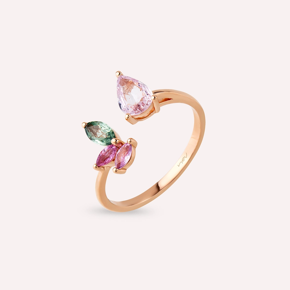 Amore 1.16 CT Multicolor Sapphire Rose Gold Ring - 3