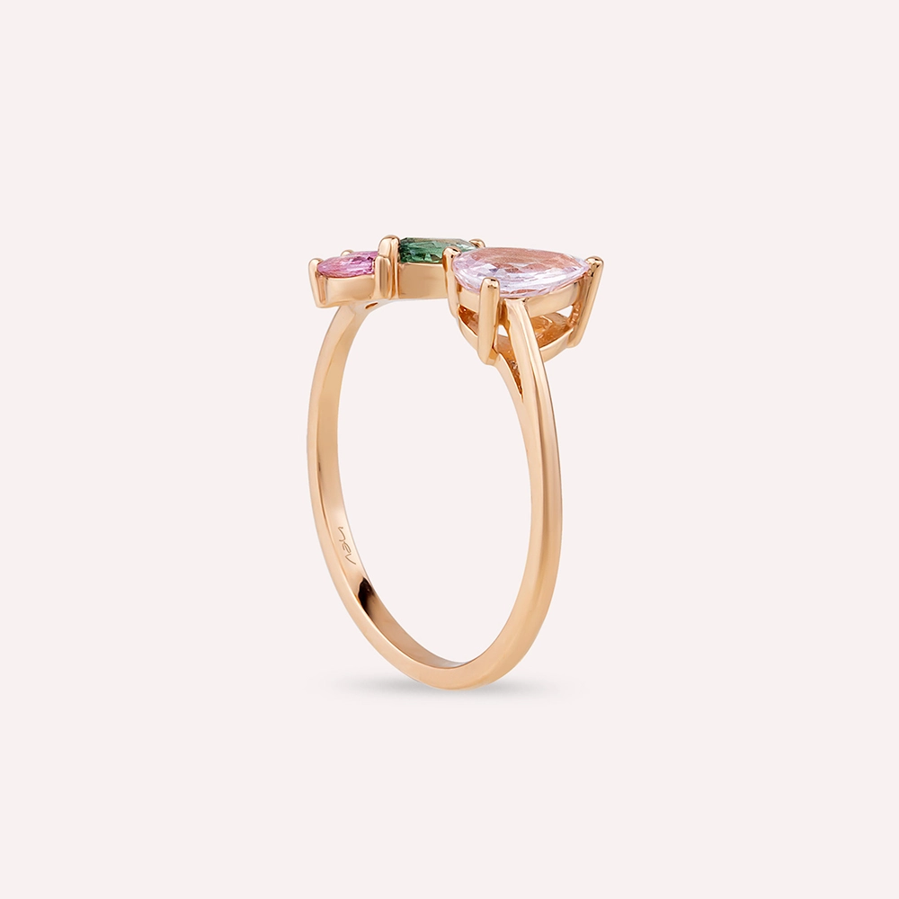 Amore 1.16 CT Multicolor Sapphire Rose Gold Ring - 5