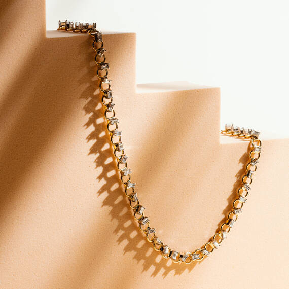 Anita 1.42 CT Baguette Cut Diamond Rose Gold Chain Necklace - 2