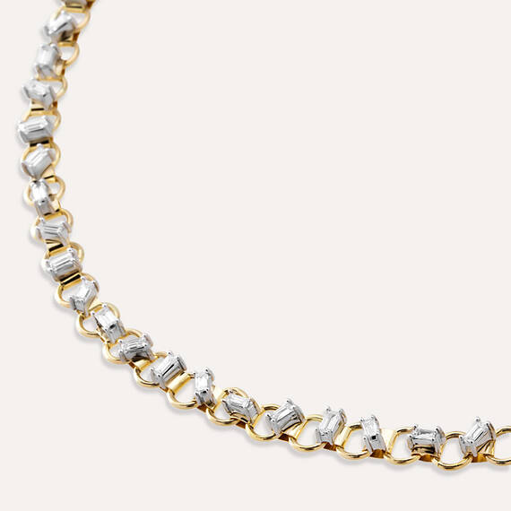Anita 1.42 CT Baguette Cut Diamond Rose Gold Chain Necklace - 1